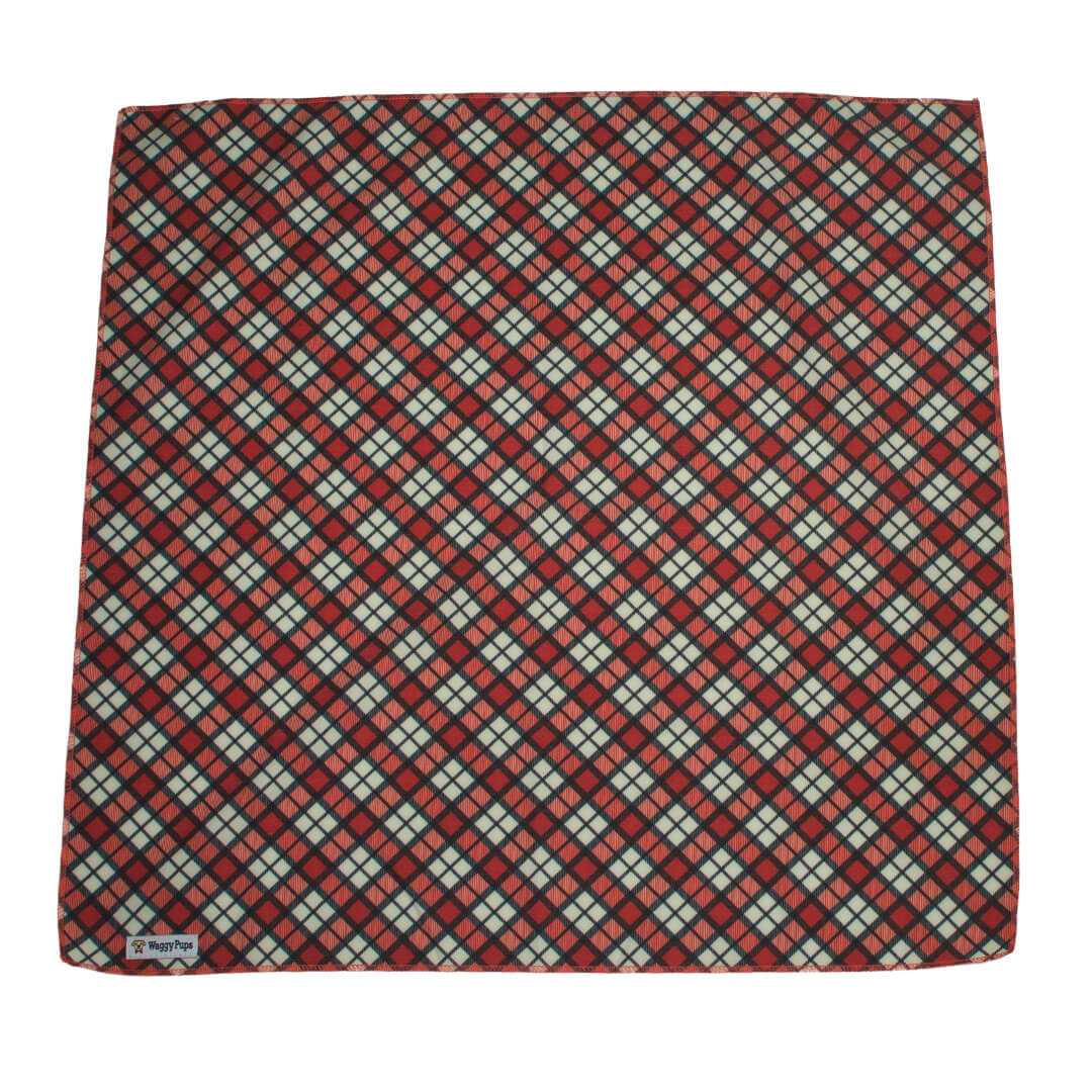 Cranberry Plaid Dog Bandana - Waggy Pups
