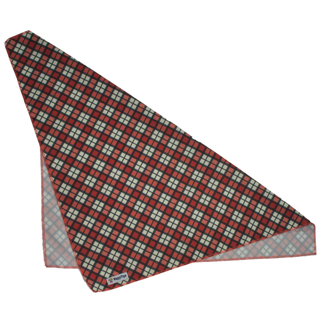 Cranberry Plaid Dog Bandana - Waggy Pups