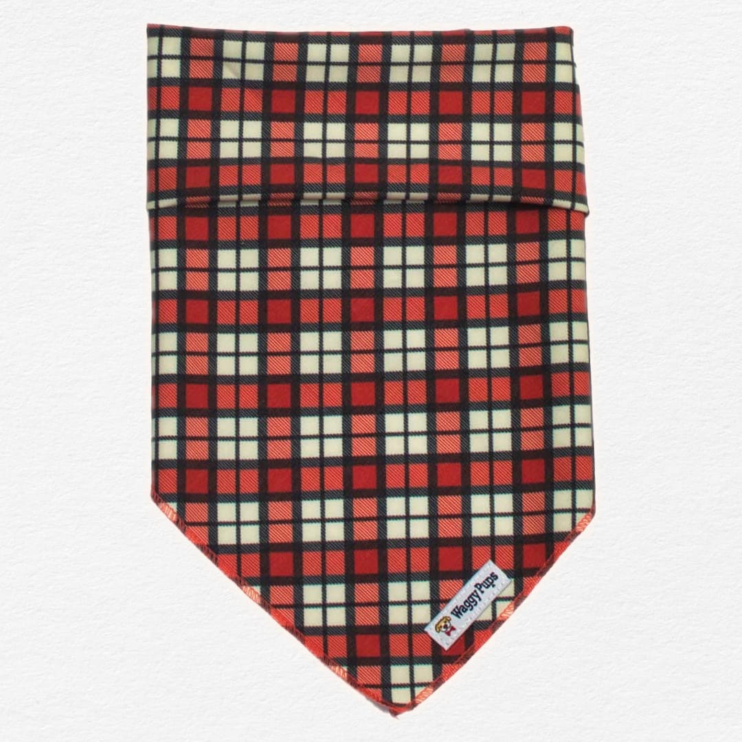 Cranberry Plaid Dog Bandana