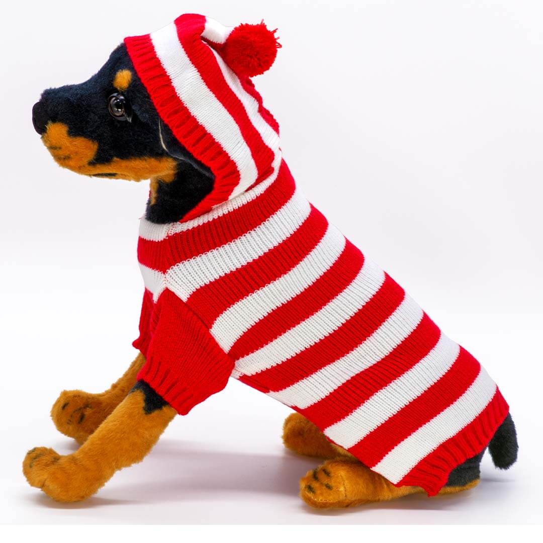 Guinevere Red and White Stripe Dog Sweater 2X-Small 10-13