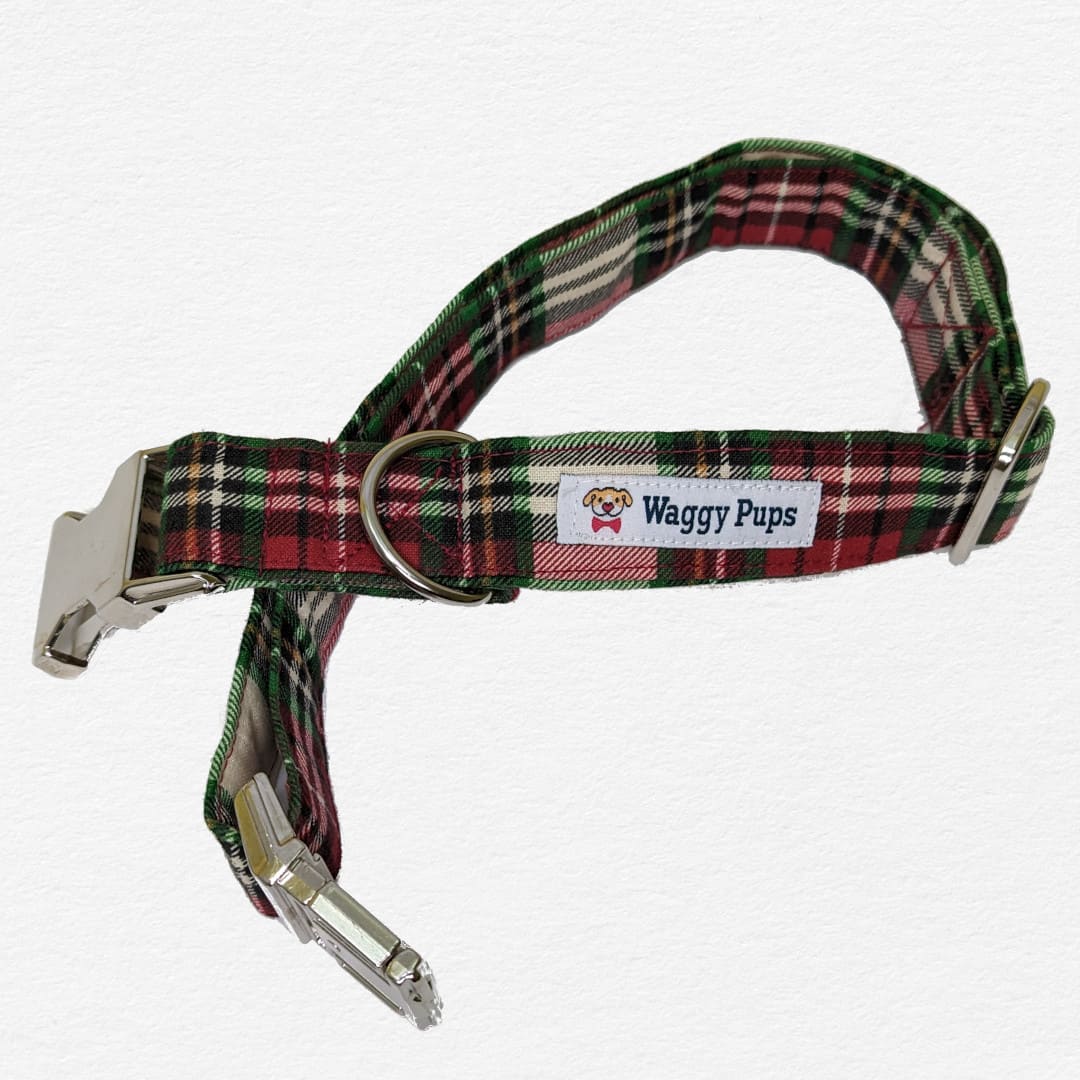 Holiday Plaid Dog Flower Collar