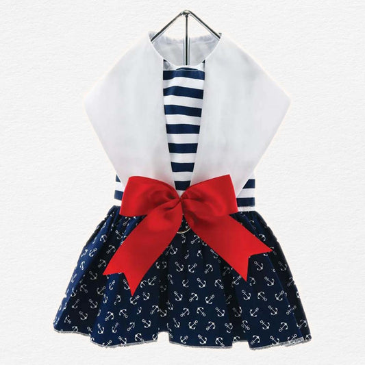 Nautical Dog Dress with Matching Leash
