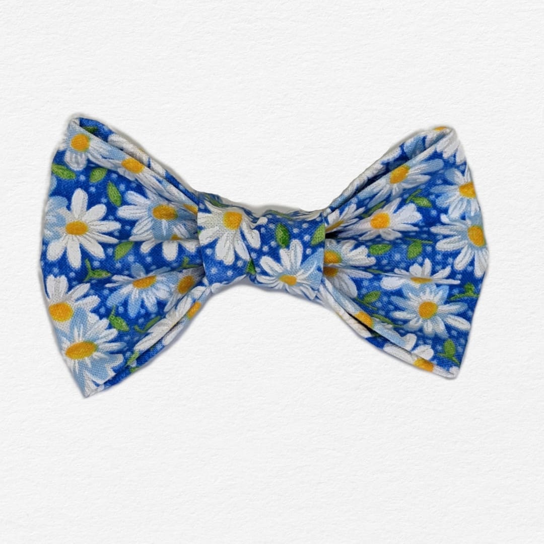 Sky Blue Daisy Dog Bow Tie Collar
