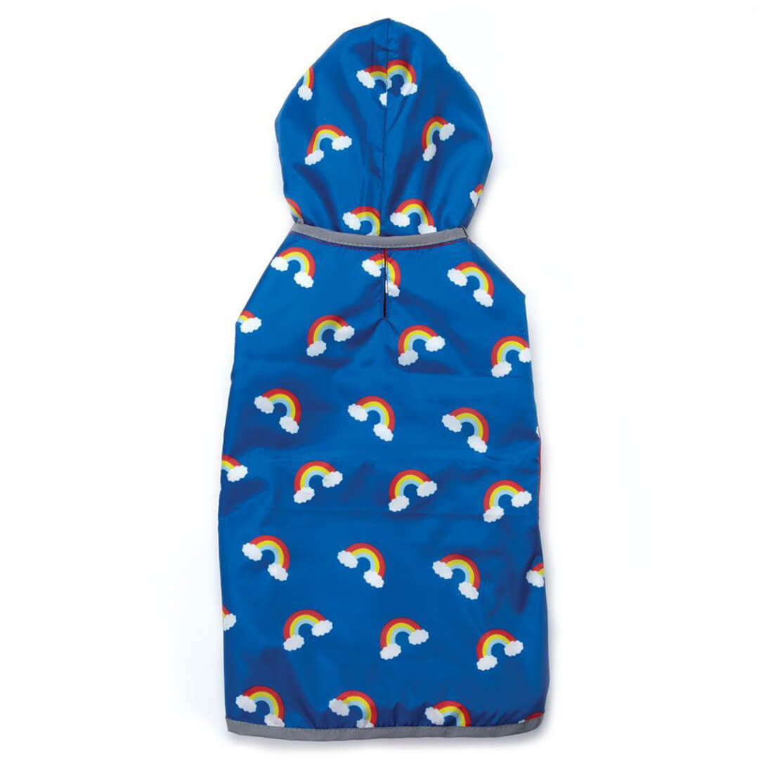 Red and Blue Rainbow Reversible Pocket Dog Raincoat