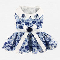 Thumbnail for Blue Rose Dog Dress with Matching Leash