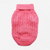 Thumbnail for Candy Pink Combed Cotton Cable Knit Dog Sweater