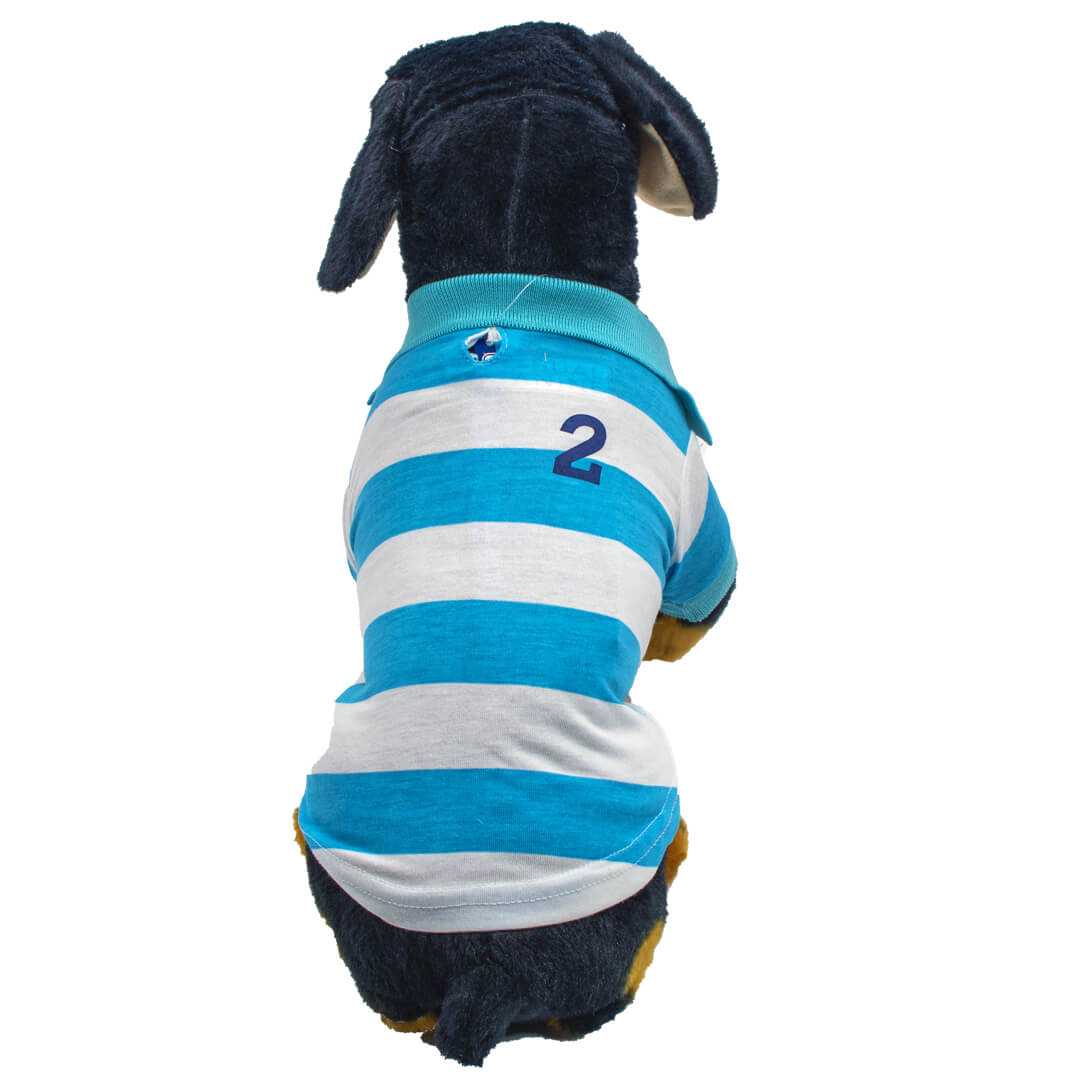 Blue Stripe Dog Polo