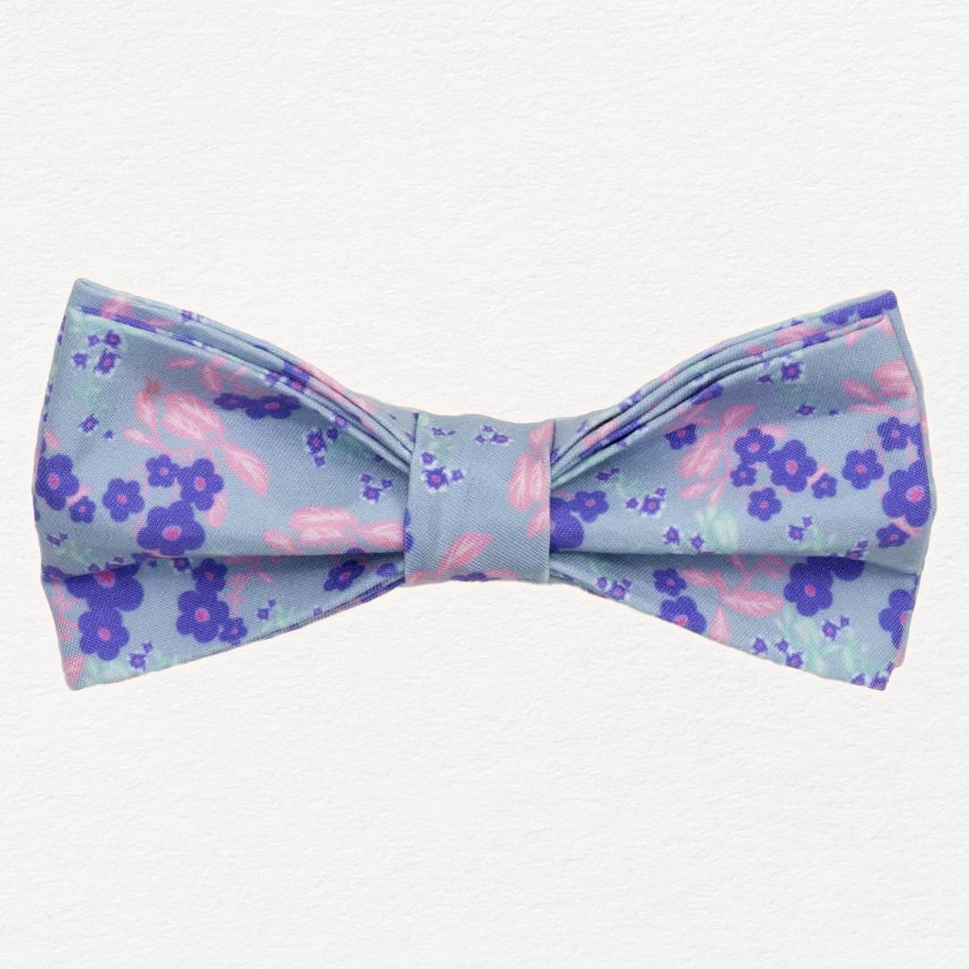 Cerulean Violets Dog Bow Tie