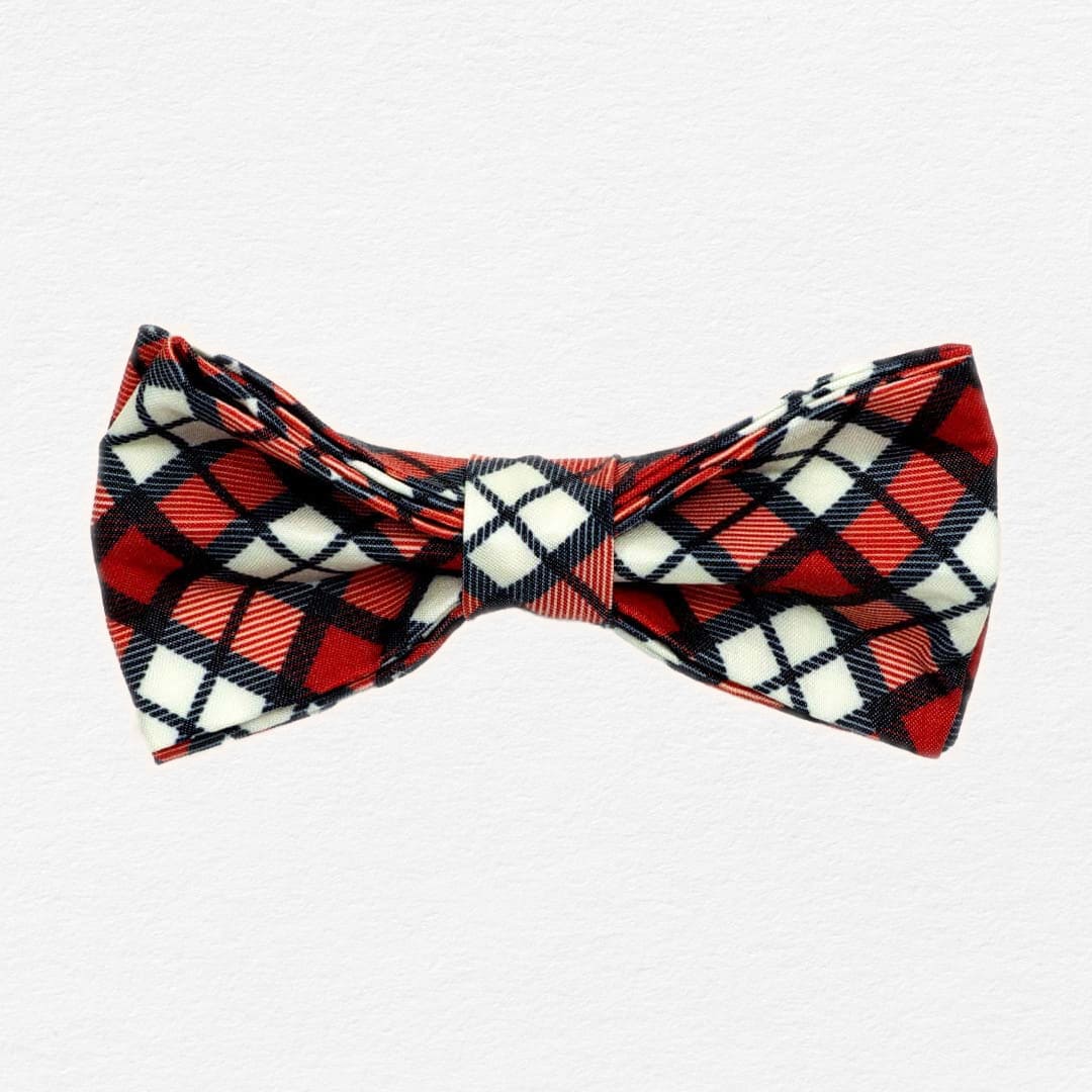 Cranberry Plaid Dog Bow Tie