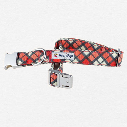 Cranberry Plaid Dog Bow Tie Collar