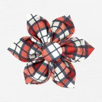 Thumbnail for Cranberry Plaid Dog Flower Collar