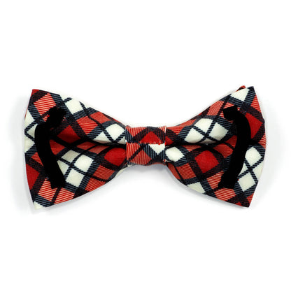 Cranberry Plaid Dog Bow Tie - Waggy Pups