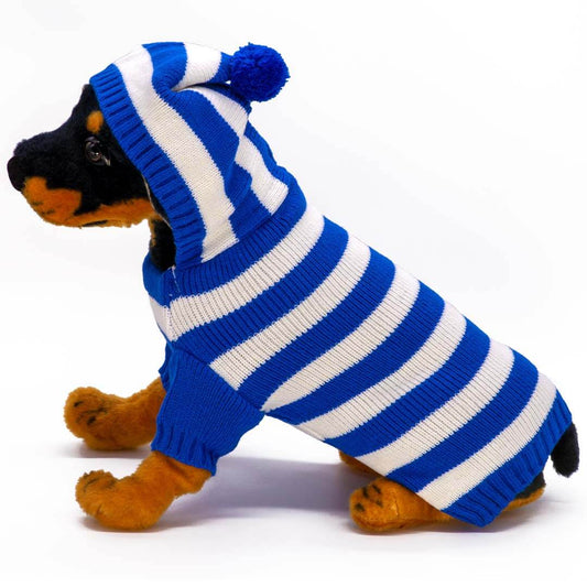 Guinevere Blue and White Stripe Dog Sweater