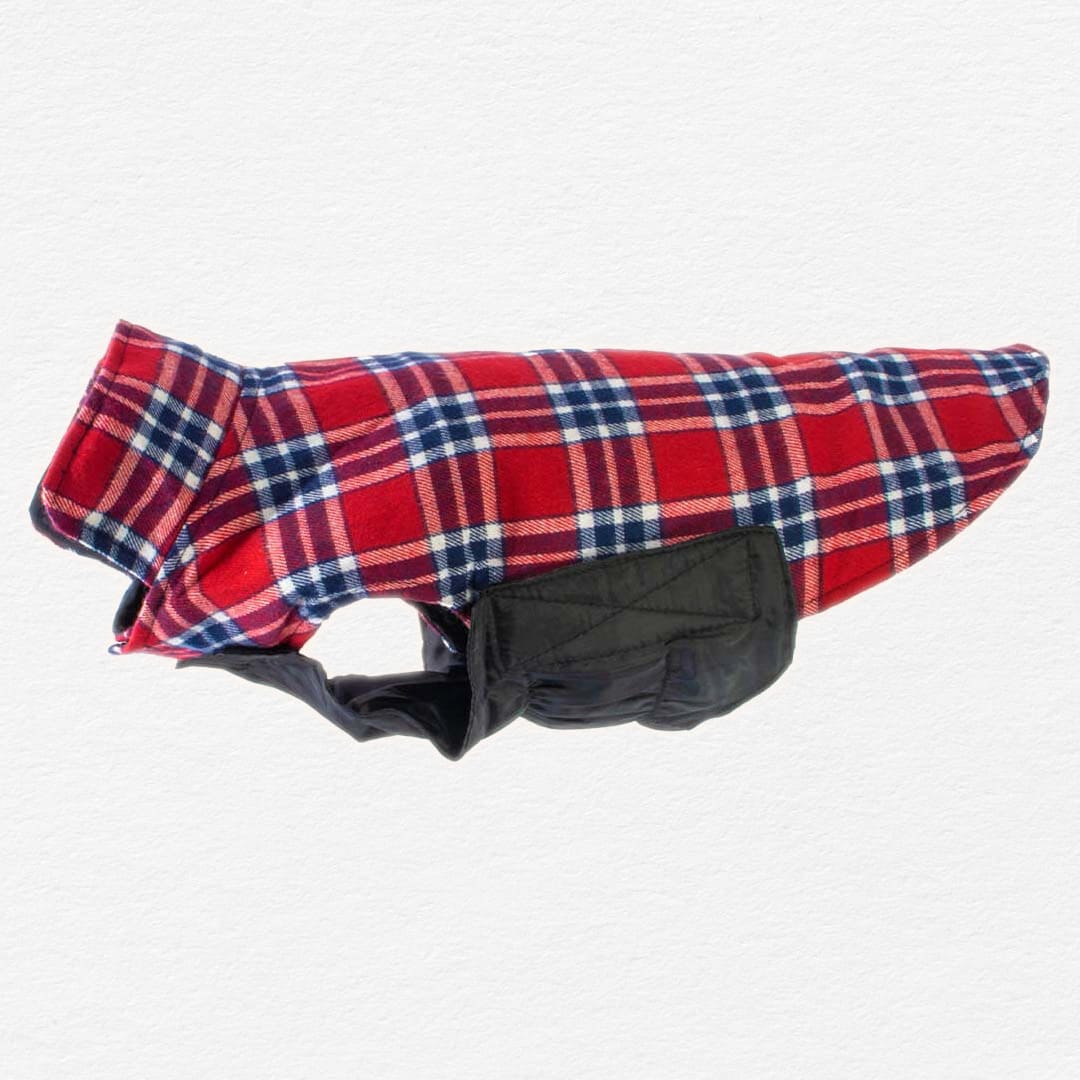 Guinevere Crimson Plaid Dog Coat