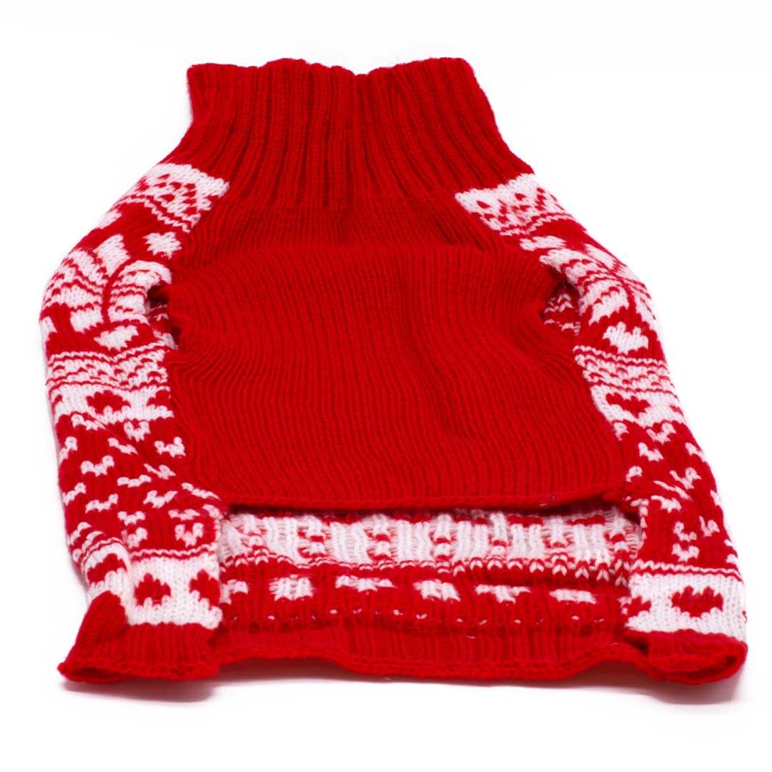 Guinevere Red Hearts and Snowflakes Dog Sweater