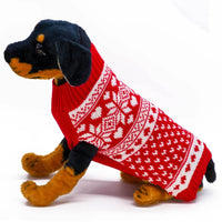 Thumbnail for Guinevere Red Hearts and Snowflakes Dog Sweater