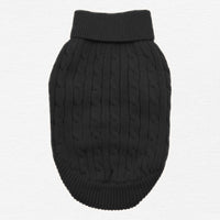 Thumbnail for Jet Black Combed Cotton Cable Knit Dog Sweater