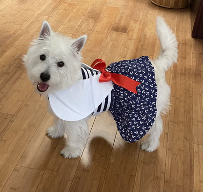 Nautical Dog Dress with Matching Leash