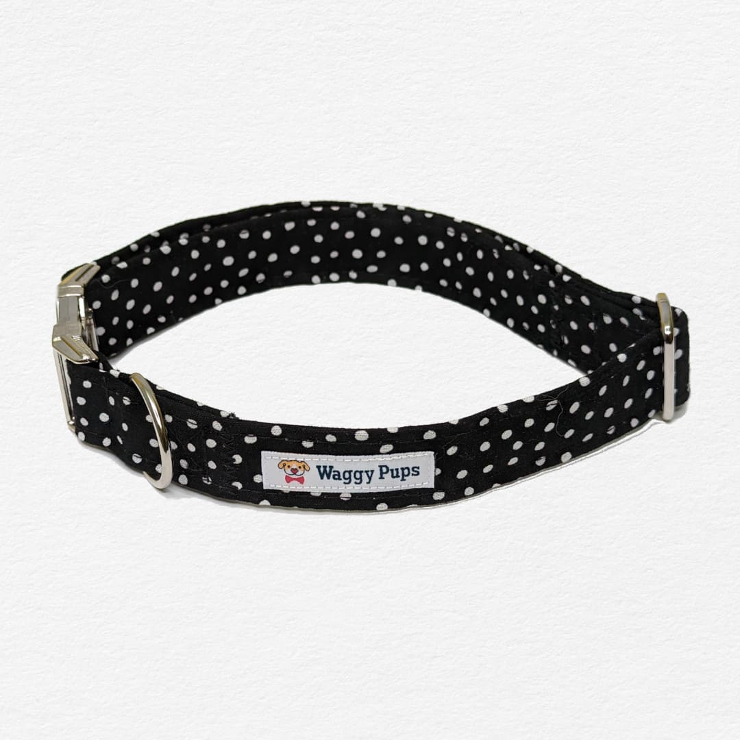 Midnight Polka Dot Dog Collar