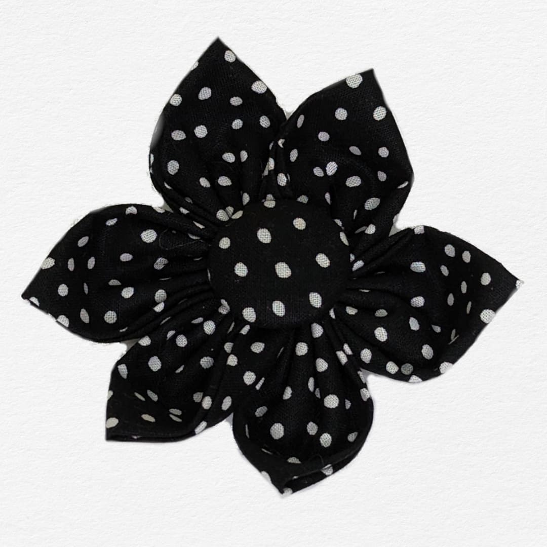 Midnight Polka Dot Dog Flower Collar