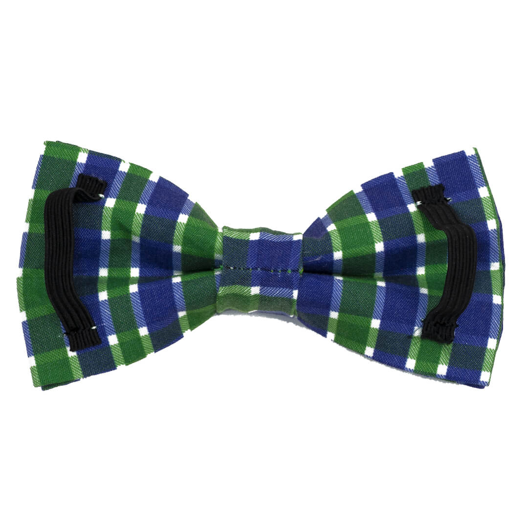 Navy Emerald Plaid Dog Bow Tie - Waggy Pups