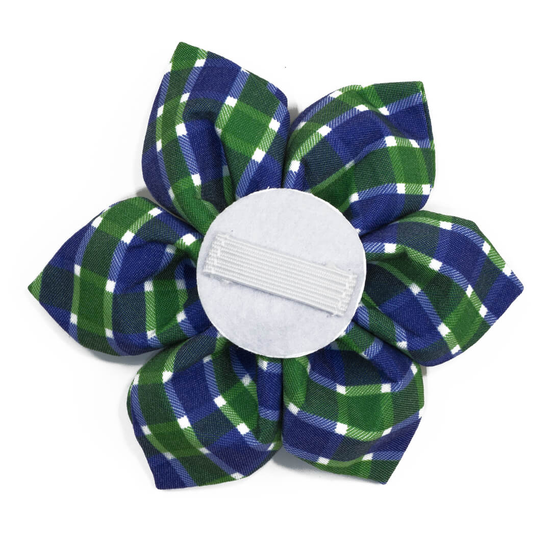 Navy Emerald Plaid Dog Flower - Waggy Pups