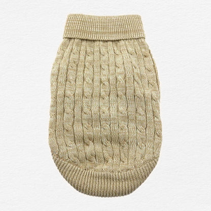 Oatmeal Combed Cotton Cable Knit Dog Sweater