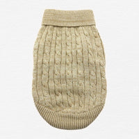 Thumbnail for Oatmeal Combed Cotton Cable Knit Dog Sweater