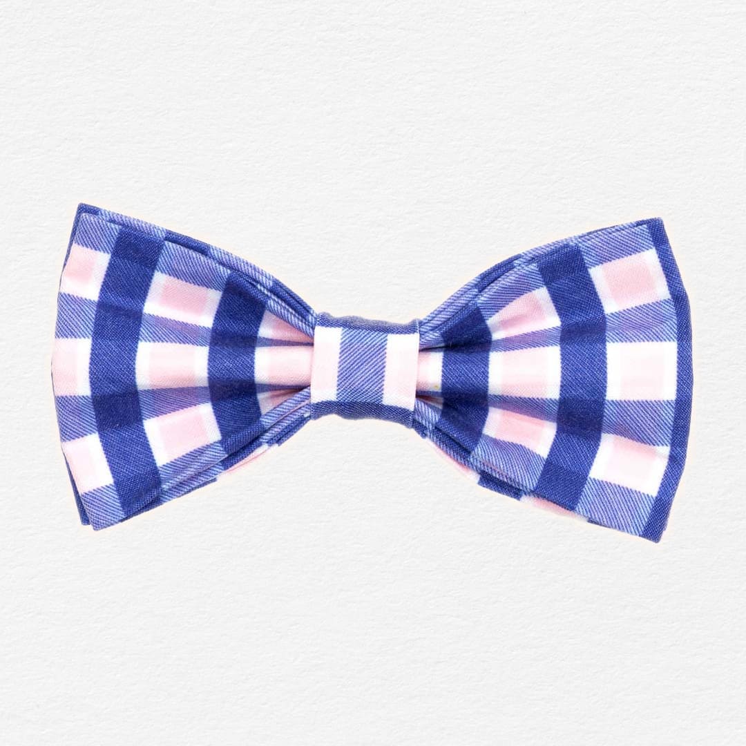 Pink Admiral Plaid Dog Bow Tie