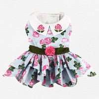 Thumbnail for Pink Rose Dog Dress with Matching Leash