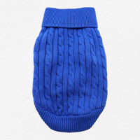 Thumbnail for Riverside Blue Combed Cotton Cable Knit Dog Sweater