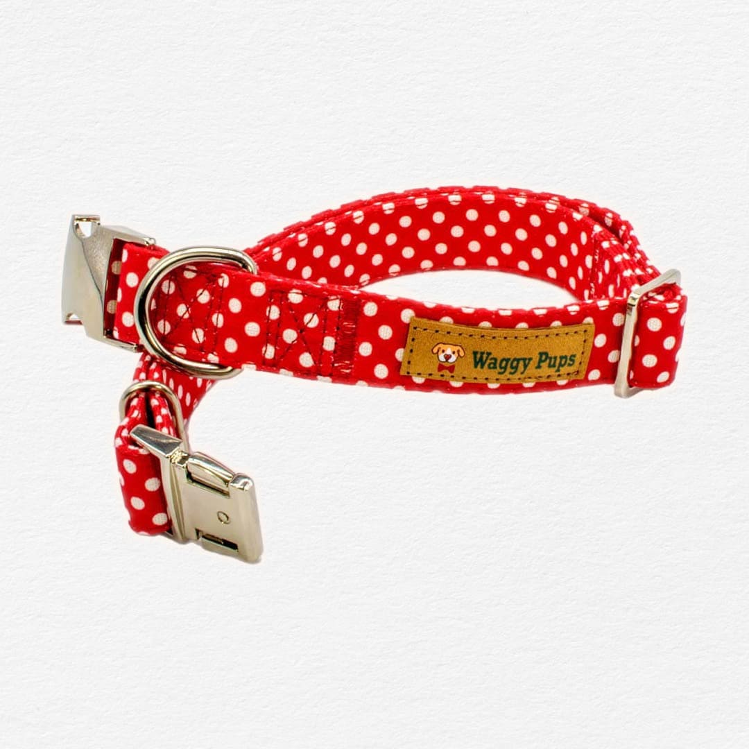 Ruby Polka Dot Dog Flower Collar
