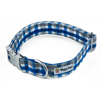 Thumbnail for Sapphire Stone Plaid Dog Collar - Waggy Pups