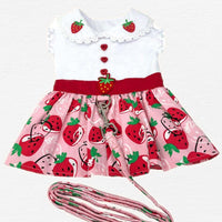 Thumbnail for Strawberry Picnic Dog Dress with Matching Leash