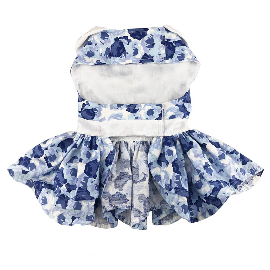 Blue Rose Dog Dress with Matching Leash