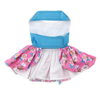 Thumbnail for Pink and Blue Plumeria Dog Dress with Matching Leash