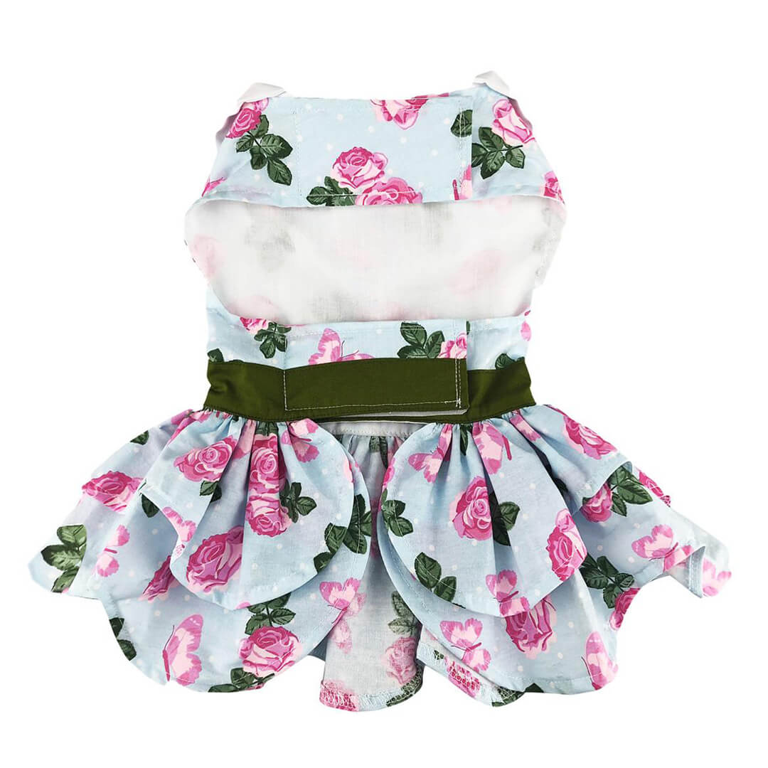 Pink Rose Dog Dress with Matching Leash