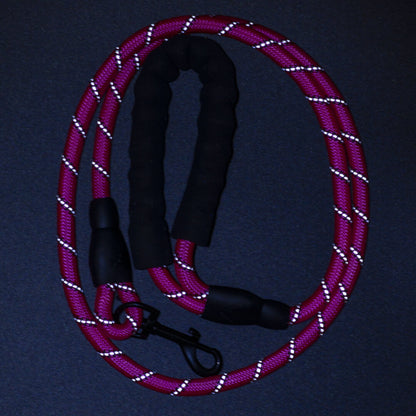 5ft Pink Reflective Rope Dog Leash - Waggy Pups