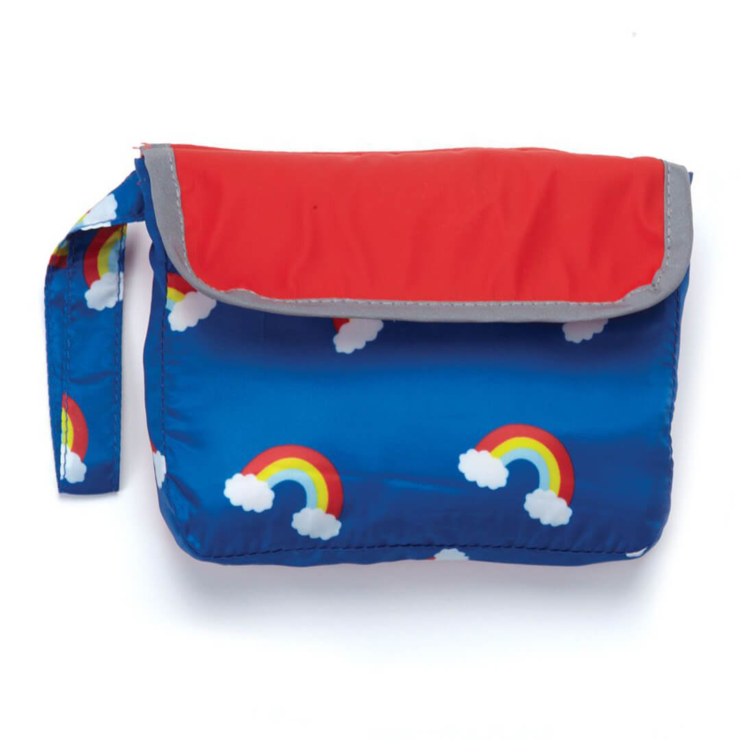 Red and Blue Rainbow Reversible Pocket Dog Raincoat